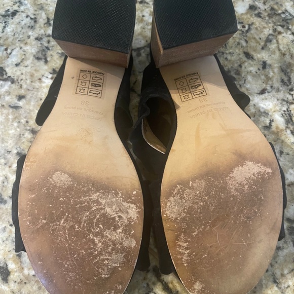 Free People Black Ruffled Velvet Sandal - Picture 7 of 9